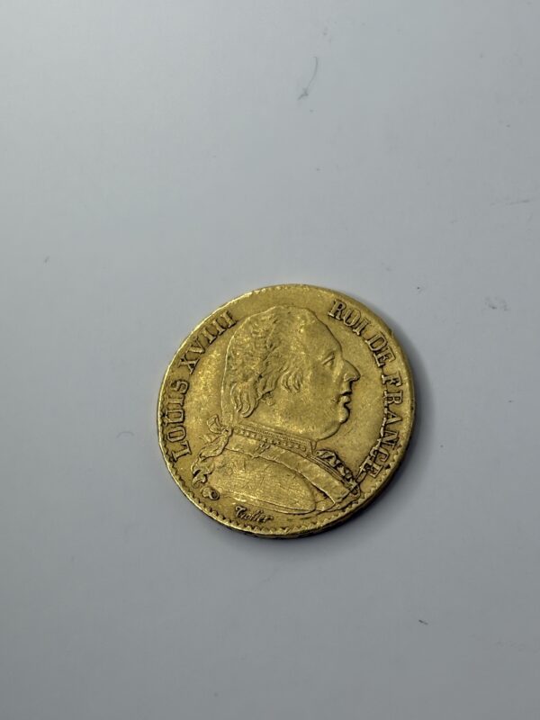 RARE 20 Francs Louis XVIII - Buste habillé - 1815 L - Différent Rose debout! - Or - 6.43g – Image 4