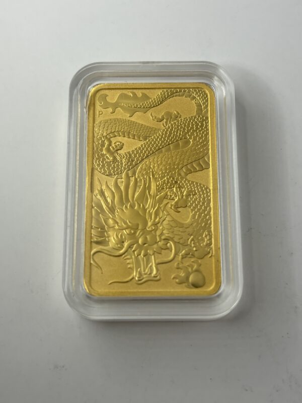 Lingot - 1 Once / Oz - 2022 - Or 999 - Dragon Bar - 100 Dollars Australie – Image 2
