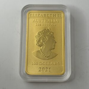 Lingot - 1 Once / Oz - 2021 - Or 999 - Dragon Bar - 100 Dollars Australie
