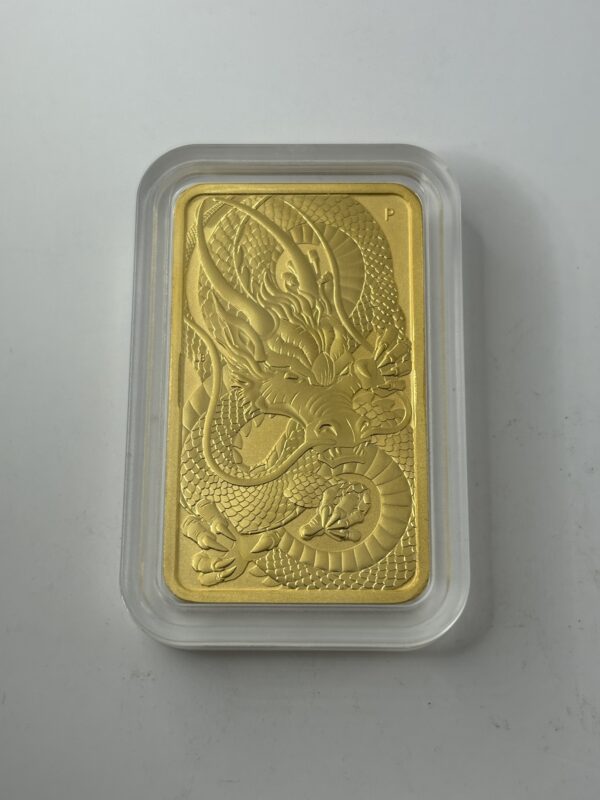 Lingot - 1 Once / Oz - 2021 - Or 999 - Dragon Bar - 100 Dollars Australie – Image 2