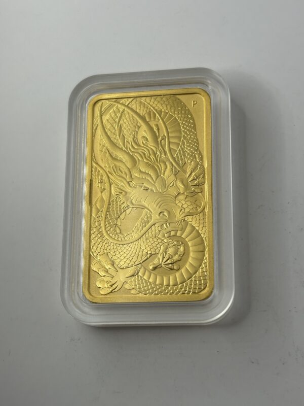 Lingot - 1 Once / Oz - 2021 - Or 999 - Dragon Bar - 100 Dollars Australie – Image 4