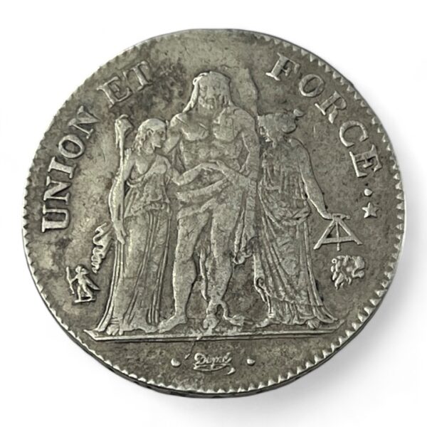 5 Francs Union et Force - An 7 L - Bayonne - Argent – Image 2