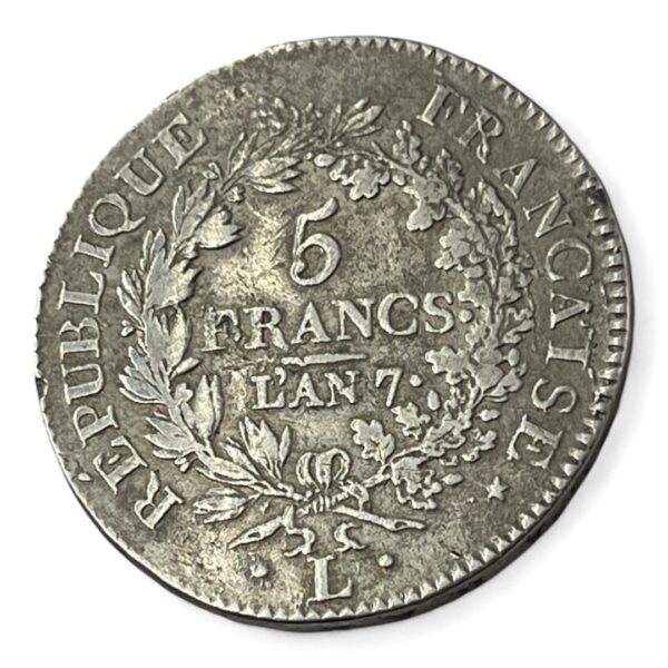 5 Francs Union et Force - An 7 L - Bayonne - Argent – Image 3