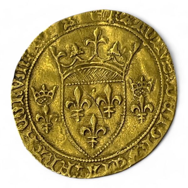 Écu d'or à la couronne (écu neuf) - Charles VII - 1445 - Crémieu - 2,85 grammes – Image 3