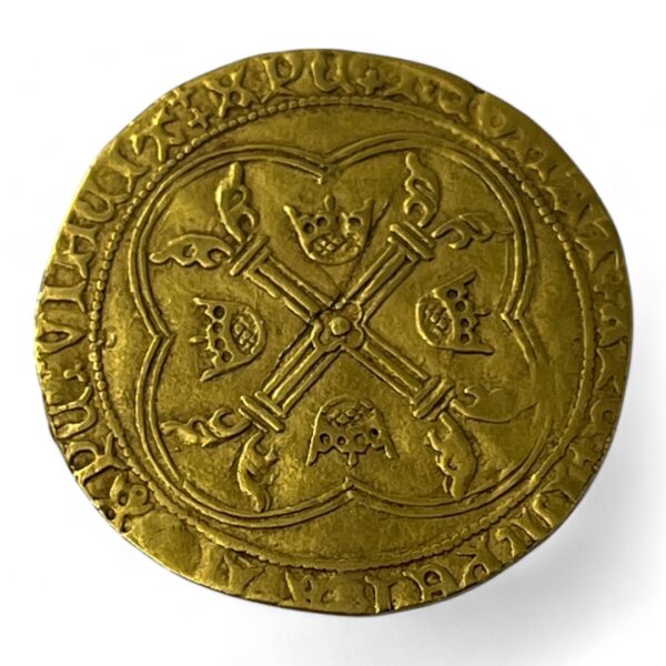 Écu d'or à la couronne (écu neuf) - Charles VII - 1445 - Crémieu - 2,85 grammes – Image 2