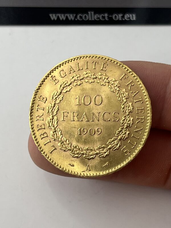 100 Francs Génie - 1909 A - Or - 32.25g – Image 3