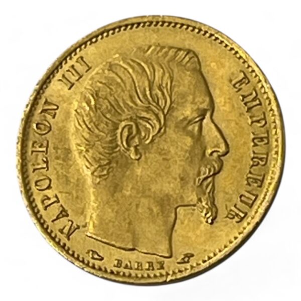 5 Francs Napoléon - Petit module - Tête nue - 1854 A - Paris - Tranche lisse - Or – Image 4
