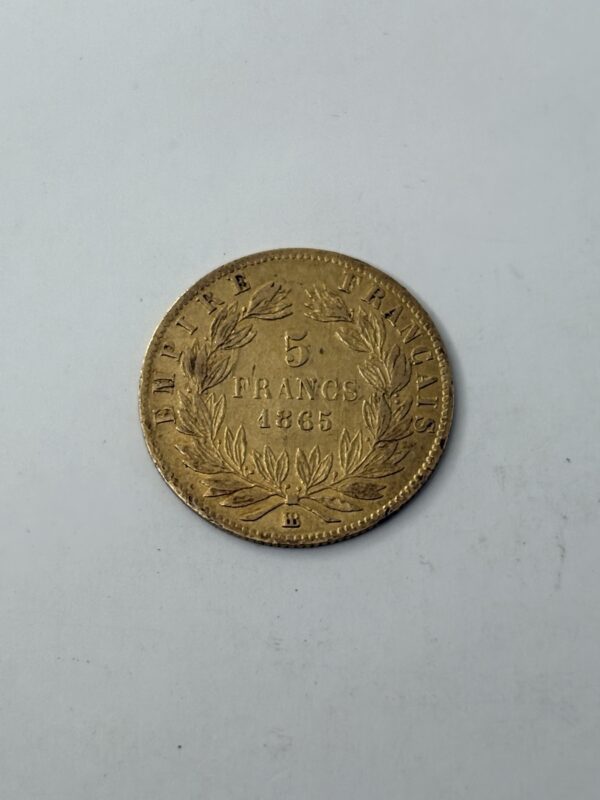 5 Francs Napoléon Laurée - 1865 BB - Or