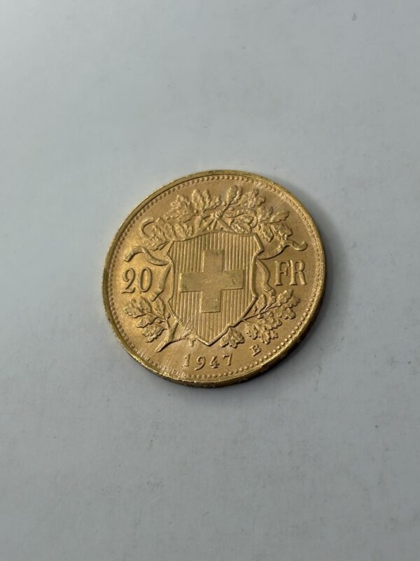20 Francs Suisse - Helvetia - 1947 B - Or 900 – Image 3