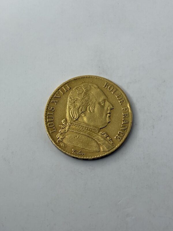 20 Francs Louis XVIII - Buste habillé - 1814 A (Paris) - Or 900 – Image 2
