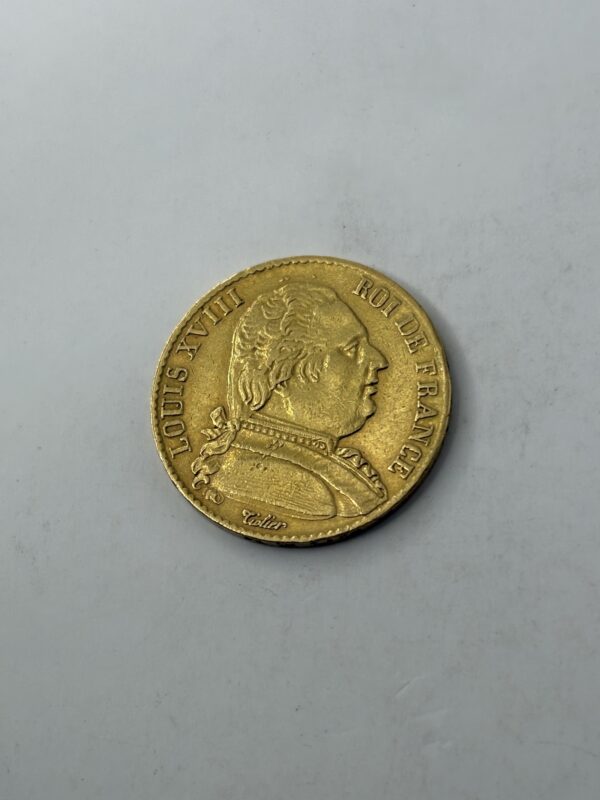 20 Francs Louis XVIII - Buste habillé - 1814 A (Paris) - Or 900 – Image 4