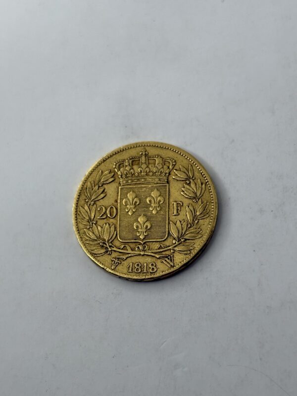 20 Francs Louis XVIII - Buste nu - 1818 W (Lille) - Or 900 – Image 3