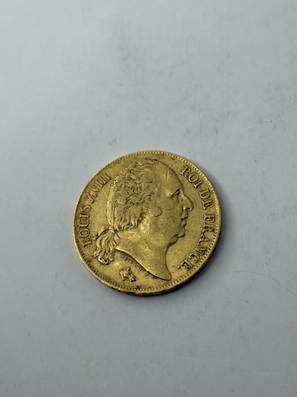 20 Francs Louis XVIII - Buste nu - 1818 W (Lille) - Or 900 – Image 4