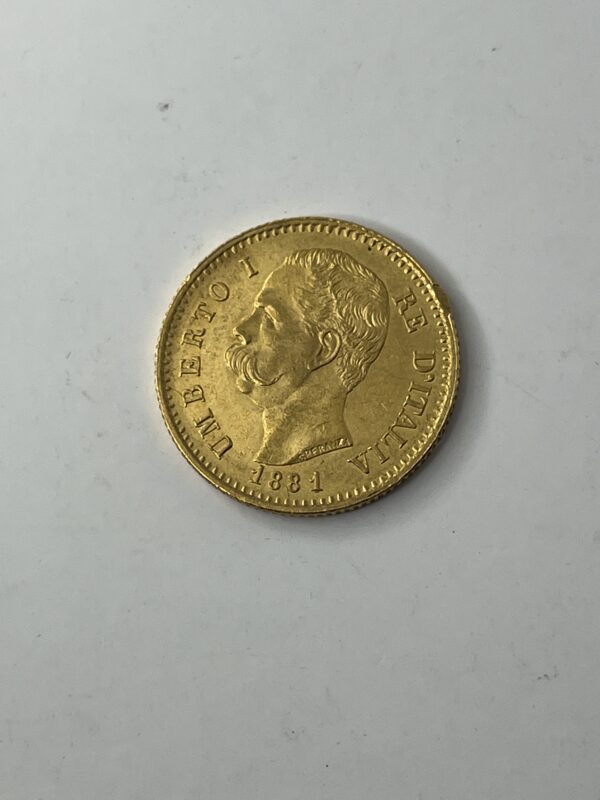 20 Lire Umberto I - 1881 - Or – Image 2