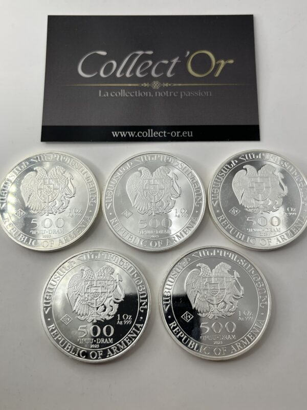 Lot de 5 monnaies - 1 oz / Once - Armenia (31.1 grammes) en Argent 999.9 - 2023