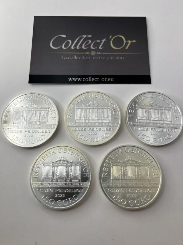 Lot de 5 monnaies - 1 oz / Once - Philharmonique - Autriche (31.1 grammes) en Argent 999.9 - 2023