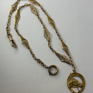 Chaîne de montre à gousset - or 18k - 17.26g - 41cm avec pendentif cheval