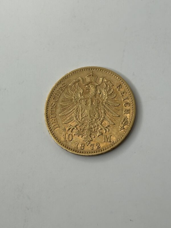 10 Mark - Allemagne - 1872 - Karl Wuerttenberg - or 900 (271k Exemplaires) – Image 3