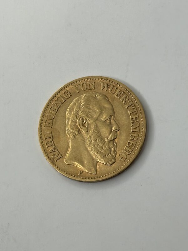 10 Mark - Allemagne - 1872 - Karl Wuerttenberg - or 900 (271k Exemplaires) – Image 4