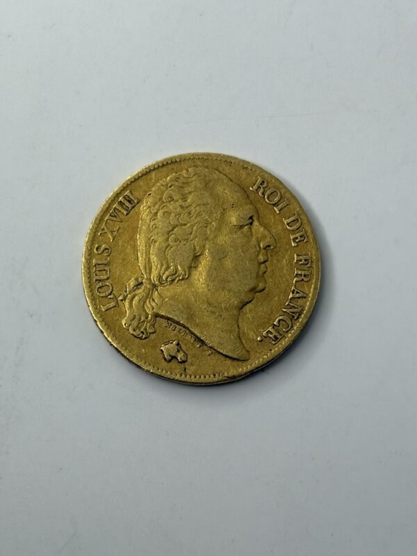 20 Francs - Louis XVIII - 1817 L - (36k exemplaires) - or 900 – Image 2