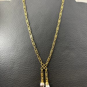 Chaîne Or 18K - 19.70g - Perles Tahiti - 40 cm
