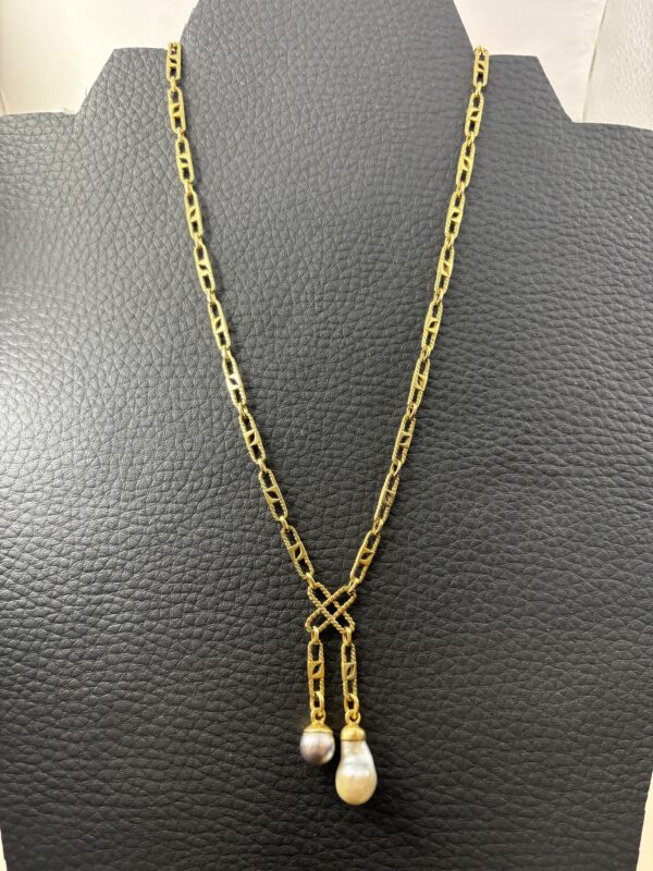 Chaîne Or 18K - 19.70g - Perles Tahiti - 40 cm