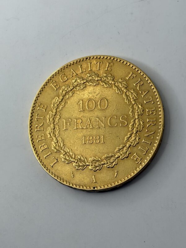 100 Francs Génie - 1881 A - 21670 exemplaires! - Or 900 – Image 3