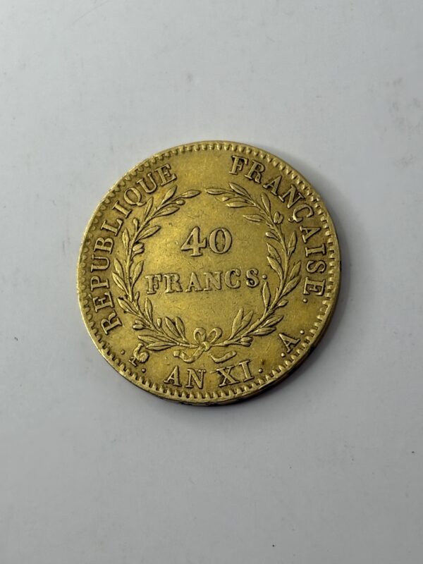 40 francs Napoléon - An XI A - Or 900 – Image 3