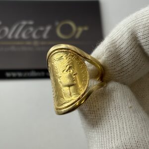 Bague en or, montée (structure 18k) - 20 francs Marianne Coq (21.6k) - 12.74g - taille 52/53