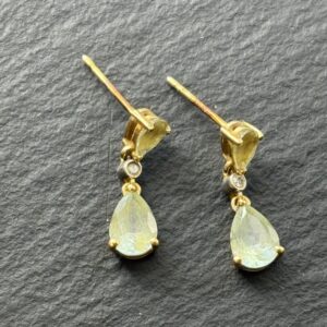 Boucles d’oreilles avec Pierre bleu/ verte - Or 18k - 1.73 grammes