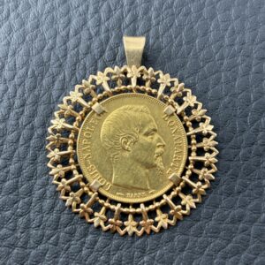 Pendentif avec 20 francs Napoléon montée - Or 18k et 21.6k - 10.64g