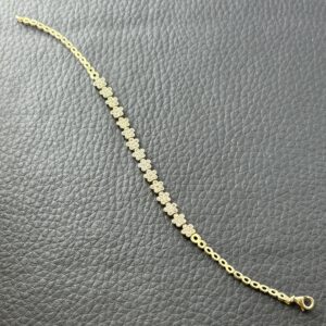 Bracelet avec pavage de micro diamants, Or 18K, 5.95g, 17cm