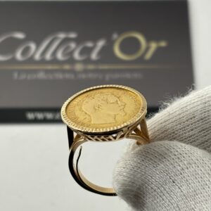 Bague or 18k avec 10 francs Napoléon (21.6k) - 9.06g - T53.5