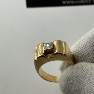 Bague tank - or 18k et diamant - 7.28g - T59