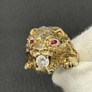 Bague Lyon - Or 9k - 13.22g - T68/69 - pierres synthétiques