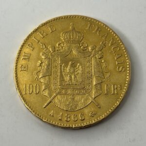 100 francs Napoléon tête laurée - 1866 A - Or 900