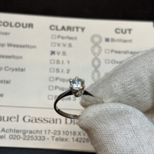Bague Solitaire - or blanc - diamant 0.53 carats - T55 - 2.04g